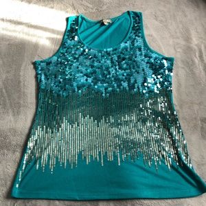 Aqua Sequined Top